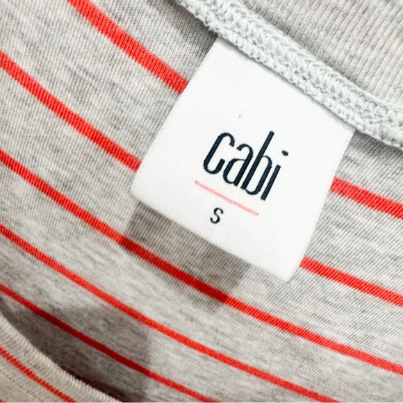 Cabi gray/ orange striped sleeveless ruffle/ flounce top ❤️ - Picture 4 of 6